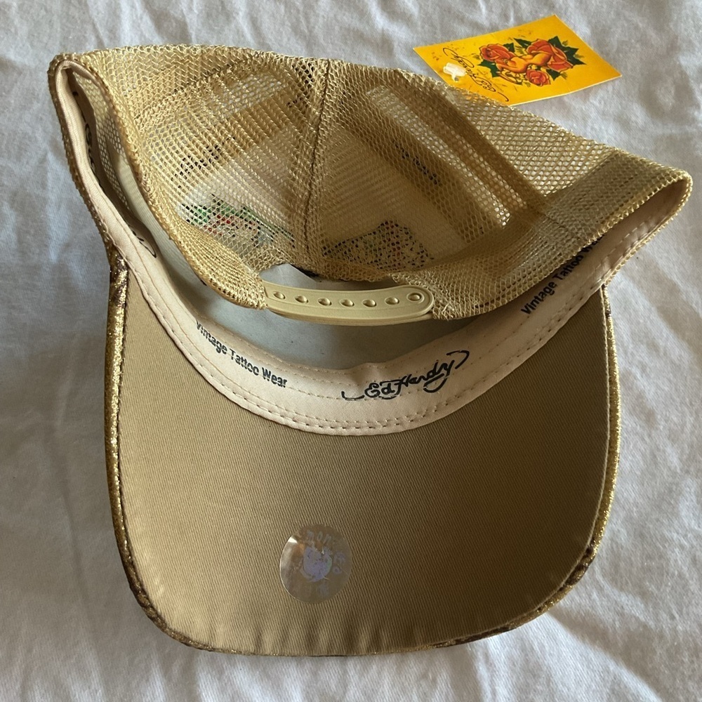 Ed Hardy Gold Trucker Hat with Dragon Design - Picture 6 of 9